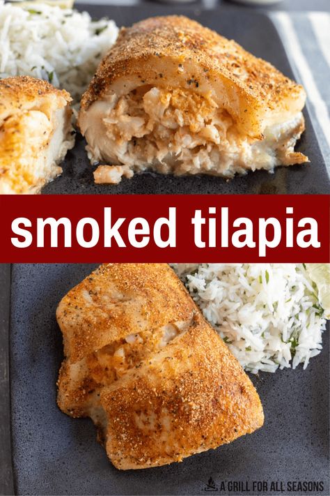 Tilapia On Smoker, Talipia Recipes Smoked, Smoked Tilapia Recipes, Smoked Tilapia, Tilapia Seasoning, Smokehouse Ideas, Smoked Seafood, Smoked Shrimp, Fish Meals