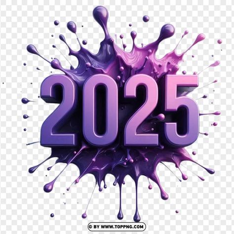 Happy New Year Graphic Design, Happy New Year 2025, 2025 Logo, Purple Logo Design, Posters Background, Watercolor Splash Png, Editing Logo, New Year Logo, Happy Birthday Words