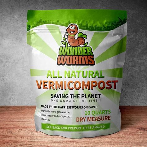 Wonder Worms bag design Product packaging contest design#product#packaging#winning Custom Product Packaging, Worm Castings, Retail Bag, Lawn Care Business, Hanging Christmas Lights, Healthy Lawn, Care Logo, Landscaping Company, Ben And Jerrys Ice Cream