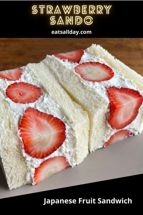 Strawberry sando on a gray plate Japanese Strawberry Sandwich, Japanese Fruit Sandwich, Strawberry Sando, Strawberry Sandwich, Japanese Sandwich, Japanese Fruit, Fruit Sandwich, Strawberry And Cream, Recipe For 1