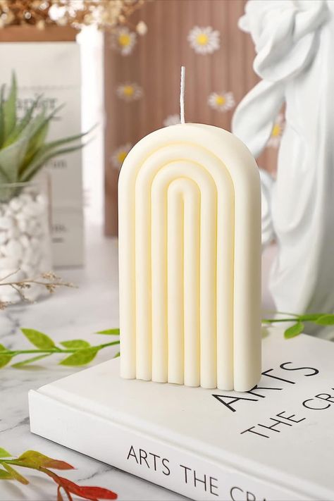 This minimalist geometric shaped candle can be kept in your bedroom, living room, bathroom, office, hotel, and more; You can also use it at birthdays, parties, baby showers, bridal showers, christmas and so on Twisted Candles Aesthetic, Candles Minimalist, Soy Pillar Candles, Trendy Candle, Bendy Candles, Minimalist Candle, Shaped Candles, Aesthetic Candle, Geometric Candles