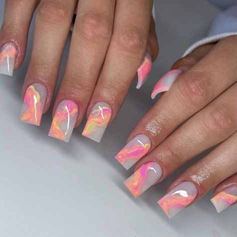 Coral Nail Designs, Hoilday Nails, Coral Nails With Design, Coral Nail, Posh Nails, Cruise Nails, Holiday Acrylic Nails, Coral Nails, Acrylic Nail Set