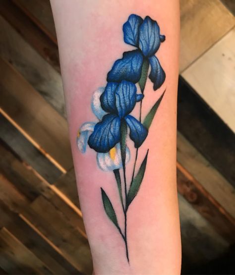 Alli Davis Tattoo on Instagram: “Iris bundle from this morning 🖤 I’m so grateful that my clients trust me with their ideas 💡 🖤💡 #maidenvoyagetattoostudio #peoria…” Tattoo Inner Elbow, Iris Flower Tattoo, Daffodil Tattoo, Iris Tattoo, Iris Flower, Bee Tattoo, Iris Flowers, Butterfly Flowers, So Grateful