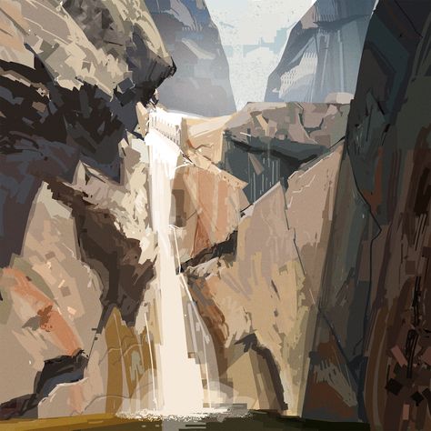 Abandon City, Concept Environment, Waterfall Background, Land Scapes, Environment Inspiration, Background Reference, Environment Painting, Vis Dev, Concept Art Tutorial