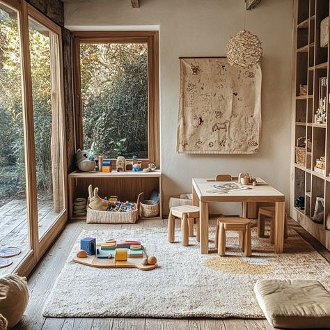 Montessori Living Room Play Area, Kid Play Area In Living Room, Kid Corner In Living Room, Craft Area For Kids, Play Corner In Living Room Small Spaces, Kids Play Area In Living Room, Play Area Living Room, Play Corner In Living Room, Minimal Playroom