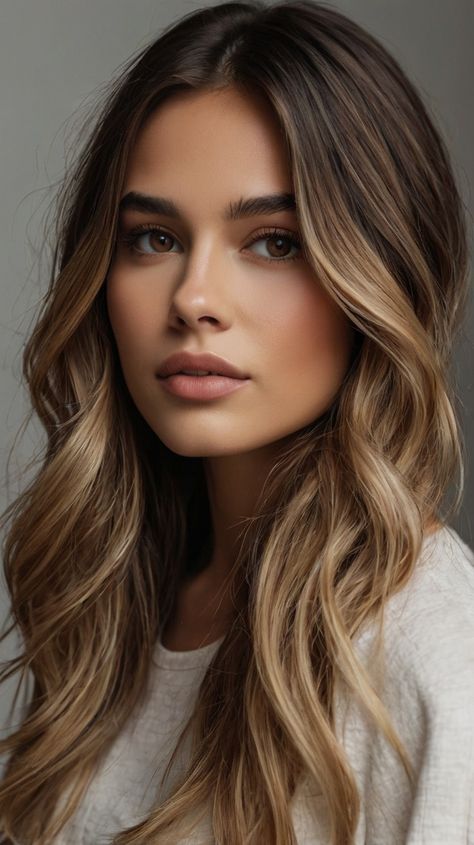 Dark Brown Hair with Blonde Ideas Curl Medium Hair, Soft Curls For Medium Hair, Blonde Highlights Underneath, Brunette With Blonde, Dark Brown Hair With Blonde, Blonde Balayage Honey, Blonde Peekaboo Highlights, Brunette Curls, Blonde Sombre