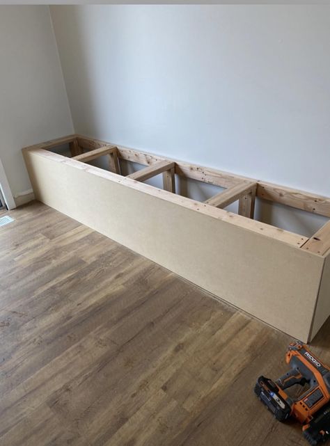 Built-In Bench with Storage - How to Build One Diy Breakfast Nook, Diy Bench Seat, Banquette Seating In Kitchen, Wall Bench, Mudroom Bench With Storage, Mudroom Storage Bench, Mudroom Bench Cushion, Mudroom Bench Seat, Mudroom Bench Ideas