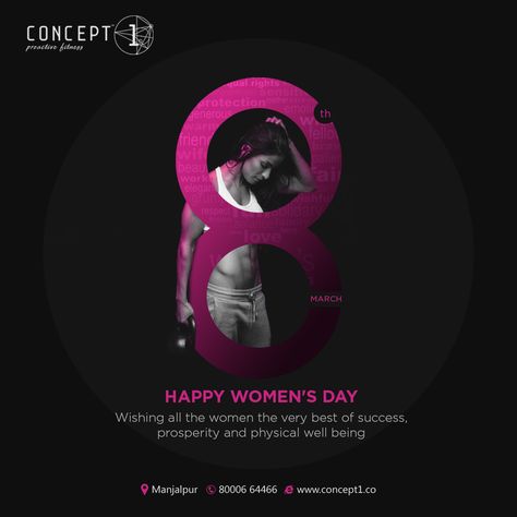 Wishing all the women the very best of success, prosperity and physical well being Happy Women's Day..! #Concept1_Proactive_Fitness #Concept1_Gym #Hammerstrength #Lifefitness #Concept1 #ProactiveFitness #Workout #FitnessActivities #FitnessWorkout #Gym #InternationalWomensDay #HappyWomensDay #WomensDay #Women #Day #2K20 #WomensDay2020 Creative Women's Day Post, Women's Day Creative Ads, Women Day Ideas Creative Poster, Happy Womens Day Quotes, Physical Well Being, International Womens Day Poster, Baby Logo Design, Happy Womens, Festival Post