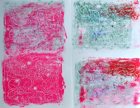 Monoprints are fun to make since they always yield some unexpected results.  I used plexiglass for my printing plate, but a sheet of aceta... Kids Printmaking, Printing Ink, Printed Plates, Monoprint, Elementary Art, Teaching Art, Sheet Of Paper, Art Techniques, Art Classes