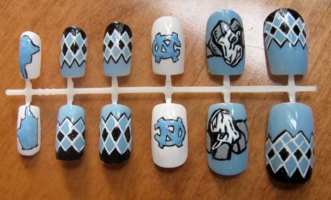 UNC NAILS www.etsy.com/shop/nailsbytaylor Unc Nail Designs, Unc Nails, Unc 1s, Unc Tarheels Wallpaper, Carolina Tarheel Epoxy Tumblers, Basketball Nails, Unc Tarheels, Carolina Girl, Blue Pin