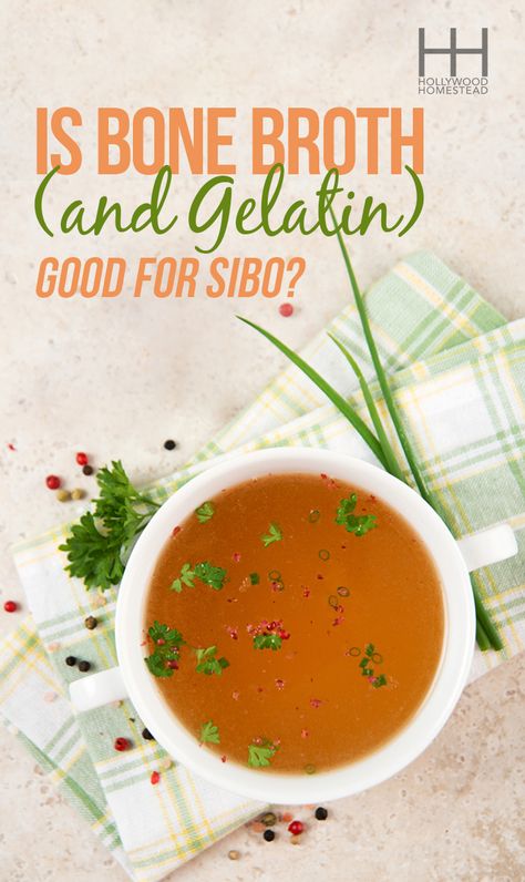 Bone broth and gelatin are great for gut healing, but can also feed overgrowth in SIBO. Here's what you need to know to use gelatin safely with SIBO. Benefits Of Bone Broth, Bone Broth Benefits, Chicken Soup Base, Bone Broth Recipe, Copykat Recipes, Chicken Noodle Soup Homemade, Broth Recipes, Hearty Stews, Healthy Bones