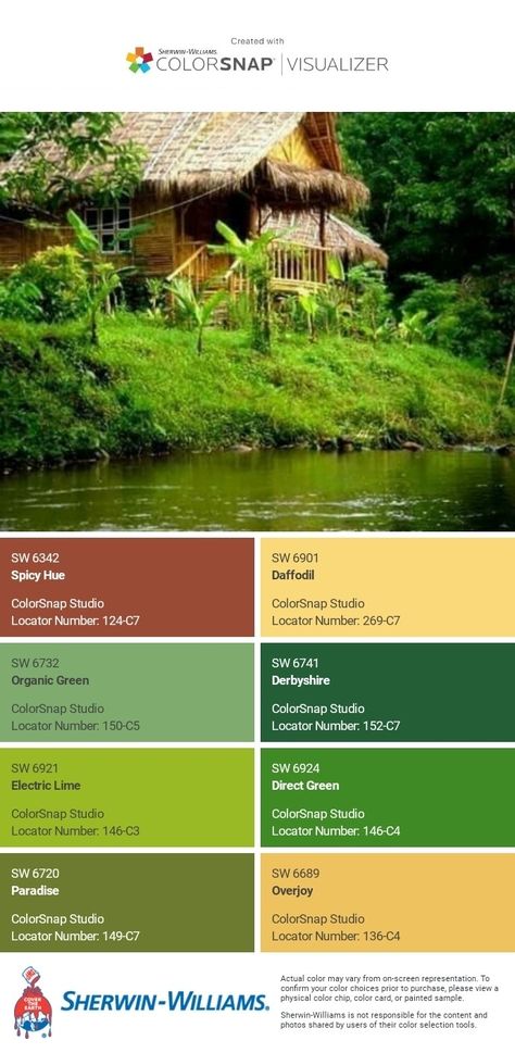 Sherwin Williams Derbyshire Green, Sherwin William, Color Thesaurus, Color Chip, Paul Gauguin, Paint Colours, Church Decor, Sherwin Williams, Color Card