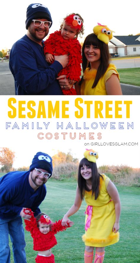 Sesame Street Family Halloween Costume on www.girllovesglam.com Elmo Halloween, Matching Family Halloween Costumes, Elmo Costume, Baby Elmo, Sibling Costume, Halloween Costumes For Family, Unique Costumes, Toddler Halloween Costumes, Costume Diy