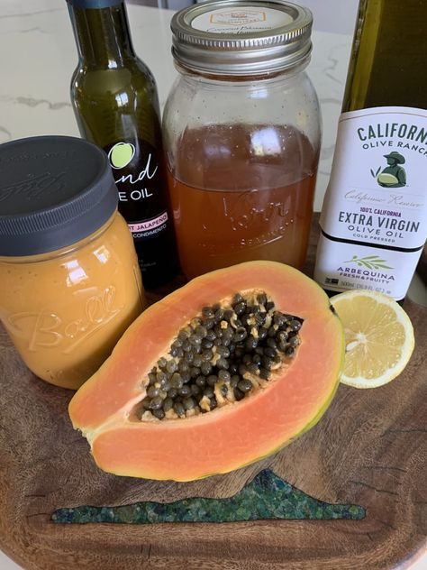 Fresh Papaya Dressing by Aloha Healthy Eats - FoodSocial Papaya Salad Dressing, Papaya Seeds, Specific Carbohydrate Diet, Honey Mustard Dressing, Papaya Salad, Spicy Honey, Sprouts With Bacon, Salted Caramel Chocolate, Grilled Chicken Salad