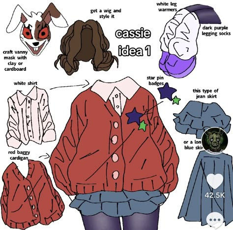 Fnaf Outfit Ideas, Fnaf Cassie, Simple Cosplay Ideas, Cosplay Fnaf, Outfit Ideas Drawing, Fnaf Costume, Fnaf Cosplay, Easy Cosplay, Closet Cosplay