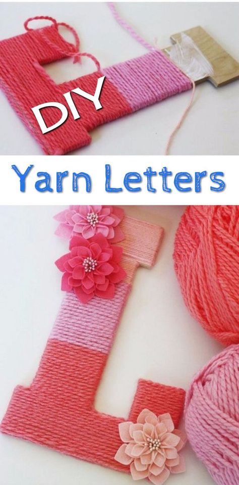 Projects with yarn - these easy arts and crafts projects for kids are fun to make.  Wrap yarn around cut-out letters for a fun craft project or DIY gift for the kids to take home. Lettering Easy, Decorating Letters, Diy Gifts Last Minute, Easy Cheap Gifts, Yarn Wrapped Letters, Yarn Letters, Decorative Lettering, Diy Christmas Gifts For Friends, Yarn Crafts For Kids