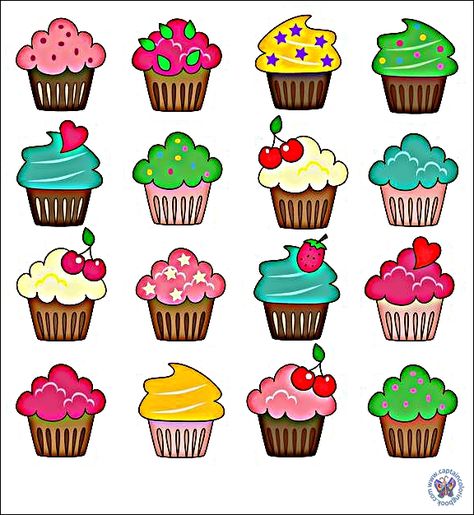 Cupcakes Images, Cupcakes Pictures, Colored Cupcakes, Free Cupcake Printables, Cupcake Printable, Cupcake Images Design, Cupcakes Templates, Birthday Cupcake Printable, Cupcake Clipart Free Printable