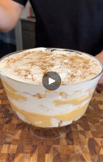 3.1M views · 36K reactions | Impress your guests with this delicious but easy fall dessert 🍂 | Impress your guests with this delicious but easy fall dessert 🍂 | By Brain Food | I'm going to show you guys how to make my favorite fall dessert this is perfect for Thanksgiving or a holiday party I guarantee if you make this your friends and family are going to love it so we're going to start with twenty-four ounces of angel food cake we're just chopping that down in the bite size pieces put that into a mixing bowl put that to the side now you grab your large trifle bowl minus 140 ounces so there's tons of room in this thing put a third of our angel food cake mixture down slide that to the side then we're going to put 16 ounces of whipped cheese into a mixing bowl. You can use regular cream c Bussin Eats, Whipped Cheese, Pumpkin Trifle, Cool Whip Desserts, Pumpkin Spice Cheesecake, Cheesecake Trifle, Coquille St Jacques, Pumpkin Spice Recipe, Pumpkin Pie Mix