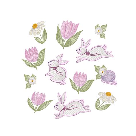 Fairy Home, Tulip Design, Machine Embroidery Design, Embroidery Machine, Design Bundles, Chinoiserie, Easter Bunny, Machine Embroidery Designs, Embroidery Design