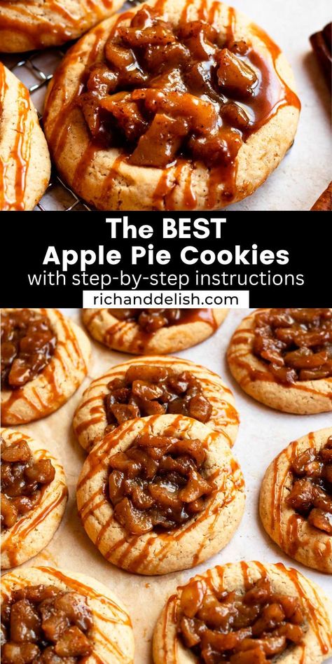 These delicious apple pie cookies are made with a soft cinnamon cookie and filled with homemade apple pie filling. Crepe Filling Ideas, Apple Pie Cookie, Crepe Filling, Holiday Recipes Christmas Desserts, Apple Cookies Recipes, Dutch Apple Pie Recipe, Simple Chocolate Chip Cookie Recipe, Apple Pie Cookies, Homemade Apple Pie Filling