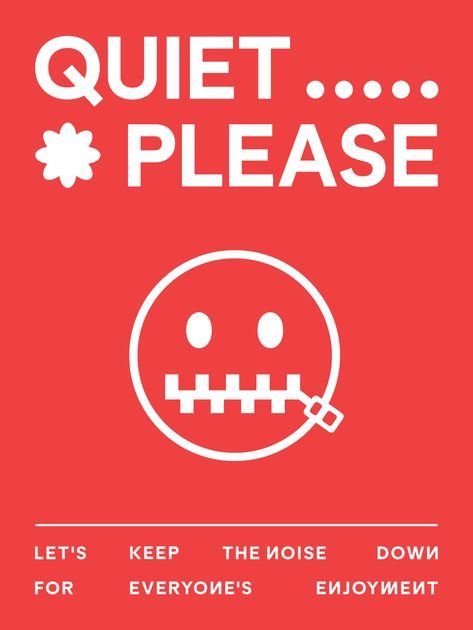 Quiet Please Sign, Zipped Mouth, Study Areas, Signage Design, Like A Pro, Red Background, Editable Template, Vector Design, Design Template