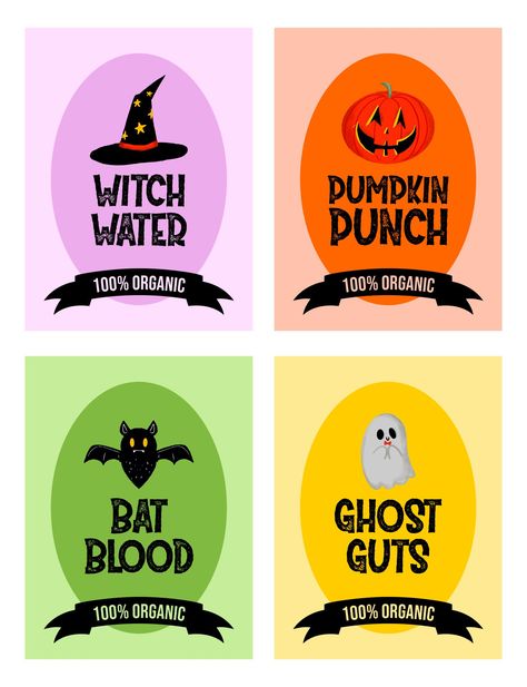 Halloween Soda Labels Printable Halloween Jar Labels Free Printables, Halloween Soda Labels Printable Free, Halloween Drink Labels, Halloween Soda Labels, Halloween Cafe, Halloween Labels Free, Halloween Juice Box, Witches Brew Labels, Halloween Lollies