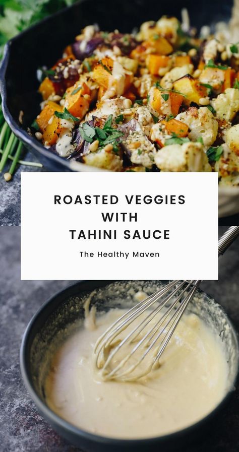 Elevate your veggie game with this irresistible dish from The Healthy Maven. Perfectly roasted vegetables are taken to the next level with a luscious tahini drizzle, creating a delightful blend of flavors and textures. Whether you're looking for a nutritious side or a vibrant main, this recipe is sure to impress at any meal. Enjoy a wholesome, plant-based treat that's as delicious as it is nourishing. Mix Vegetable Recipe, Veggie Delight, Garlic Butter Chicken, Tahini Sauce, Broccoli Recipes, Chicken Wing Recipes, Mixed Vegetables, Roasted Veggies, Butter Chicken