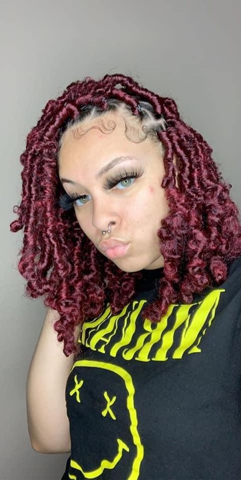 Burgundy Knotless Crochet Braids, Knotless Crochet, Burgundy Butterfly, Butterfly Locs Crochet Hair, Butterfly Locs Crochet, Butterfly Locs, Locs Crochet, Feed In Braids Hairstyles, Faux Locs Hairstyles