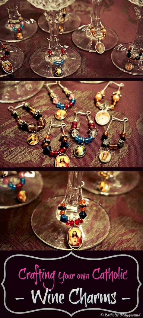 DIY Catholic Wine Charms || fun gift idea Diy Catholic Gifts, Artsy Hobbies, Acts Retreat, Catholic Kids Crafts, Catholic Traditions, Catholic Christmas, Catholic Crafts, Pen Diy, Expensive Wine