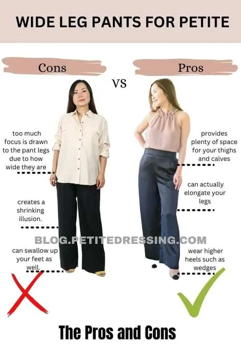 Can Petites Wear Wide-Leg Pants? Pear Body Shape Fashion, Pear Body Shape Outfits, Petite Dressing, Styling Wide Leg Pants, Wide Leg Outfit, Outfits For Petite, Petite Woman, Wide Leg Pants Outfit, Flattering Pants