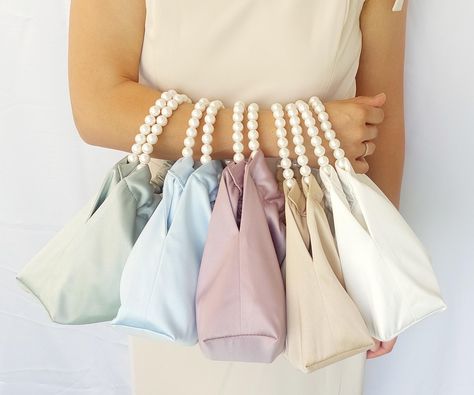 Bridesmaid purse-Evening Satin Clutch Bag – Elegant Wedding Accessory,Perfect Gift for Your Friend,Bachelorette party Bead Bag,Chic Handbag. Bridesmaid Purses, Purse Wedding, Bead Bag, Satin Clutch, Party Handbags, Bridesmaid Bags, Bag Elegant, Wedding Accessory, Pearl Bag