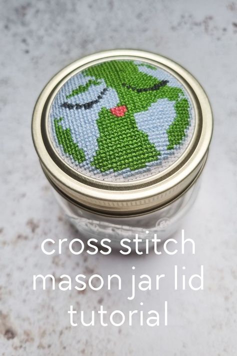 How To Display Cross Stitch, Ways To Display Cross Stitch, Mason Jar Lid, Canning Jar Lids, Cross Stitch Hoop, Small Cross Stitch, Mason Jar Lids, Ball Jars, Craft Show Ideas