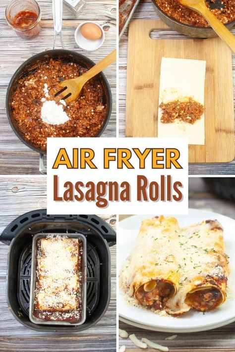 These Air Fryer Lasagna Rolls are the perfect easy weeknight dinner! Made with just a few simple ingredients, they’re ready in 30 minutes. #airfryerlasagnarolls #airfryer #lasagnarolls #lasagna #recipe Air Fryer Lasagna, Meals For Busy Nights, Lasagna Roll Ups, Best Air Fryer Recipes, Lasagna Rollups, Lasagna Roll, Homemade Dinner Recipes, Recipes To Bake, The Best Air Fryer