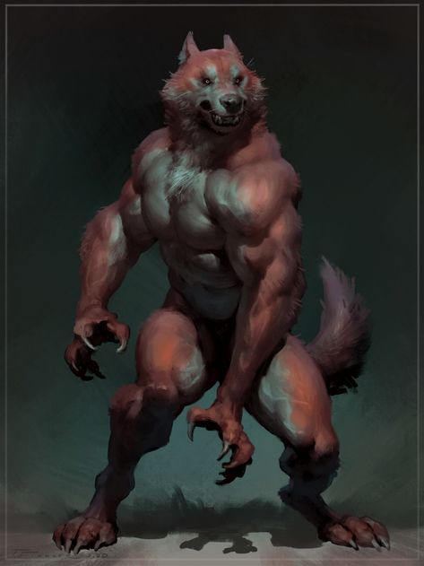 ArtStation - Crimson Werewolf, Taran Fiddler Taran Fiddler, Werewolf Drawing, Werewolf Art, Fantasy Beasts, Monster Concept Art, Creature Drawings, Fantasy Creatures Art, Fantasy Monster, Mythical Creatures Art