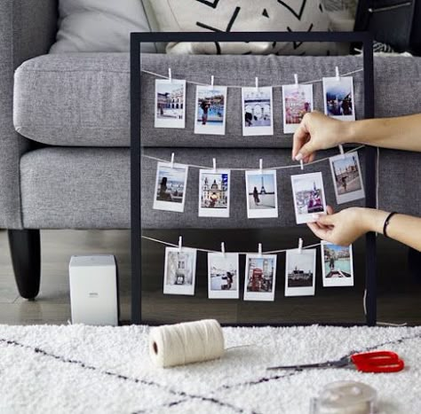 Instax Polaroid, Smartphone Printer, Polaroid Wall, Instax Photos, Diy Photo Frames, Boho Styl, Diy Anniversary, Diy Picture Frames, Diy Picture