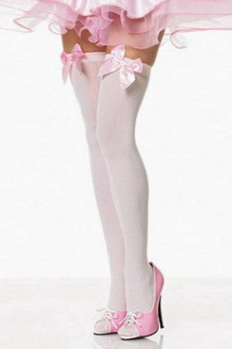 cute pink stockings with frilly dress and pink shoes Garter Socks, Wonder Beauty, Belt Bow, Opaque Stockings, White Stockings, Halloween Bows, Thigh High Stockings, Beauty Leg, Satin Bow