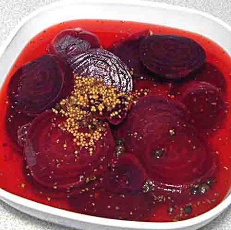 Pickled veggies r a good way to incorporate more vinegar into ur diet... (B, V, ) Harvard Beets Recipe, Harvard Beets, Swedish Foods, Garlic Salad, Pickled Beets Recipe, Canned Pickles, Beets Recipe, Food Preserving, Pickled Beets