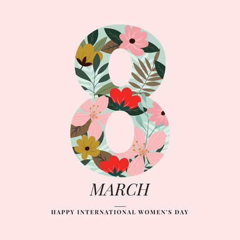 Eight March-Women's Day Hand Drawn Floral Vector International Days, Vintage Floral Backgrounds, 8 Mart, Doodle Background, Images Design, Floral Vector, Floral Mosaic, 8 March, Hand Drawn Floral