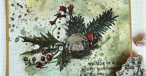 Hi my friends, I'm sharing one of the Cozy Christmas cards I made for the YouTube Live Launch of Tim Holtz/Stampers Anonymous Christmas 2021... Tim Holtz Tutorials Christmas, Stampers Anonymous Christmas, Crafts 2023, Snowman Images, Tim Holtz Crafts, Tim Holtz Stamps, Tim Holtz Cards, Ink Crafts, Tis The Season To Be Jolly