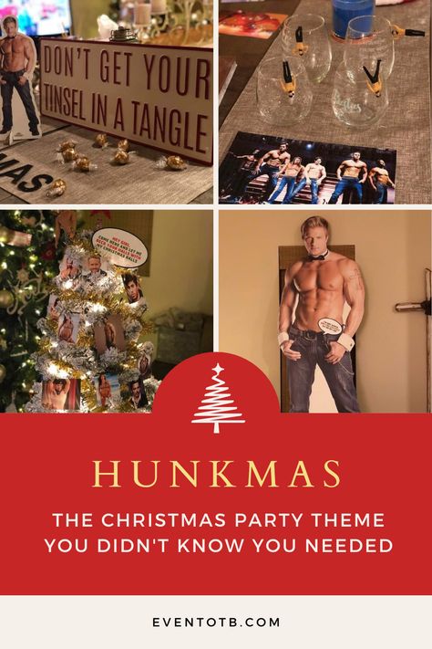 If you want to have a totally unique Christmas Party theme this year, here is your sign! This blog post will walk you through some of the fun party decorations, party ideas and fun that my sister and I had throwing a Magic Mike inspired Hunkmas party! So, get your friends and family together and get ready to host the ultimate Chritsmas party! Magic Mike Party, Fun Party Decorations, Christmas Party Theme, Christmas Theme Party, Friendsmas Party, Fun Wine Glasses, Adult Christmas Party, Adult Party Themes, Unique Party Themes