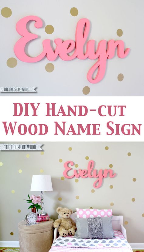 DIY Custom Wood Name Signs Diy Name Signs, Jen Woodhouse, Jigsaw Projects, Diy Bird Bath, Wood Name Sign, Wood Names, Wooden Name Signs, Diy Wood Signs, Wooden Names