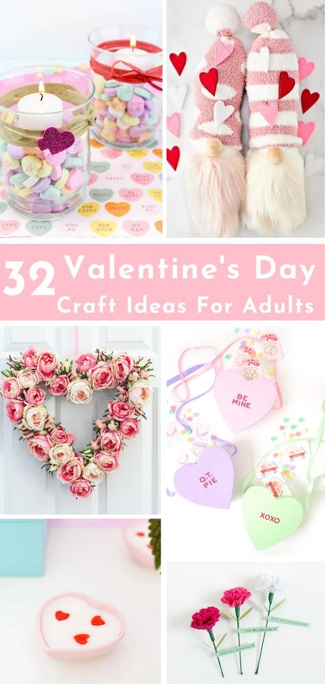 Make these easy Valentine’s Day crafts with my selection of Valentine's Day crafts for adults. Grab your gun glue and make one of these festive DIY valentines day crafts as Valentine's day gift for your friends or as decoration for your home. Click the link to discover more fun and simple February crafts for adults. Easy February Crafts, February Crafts For Adults, Diy Valentines Day Crafts, Simple Valentines Gifts, Handmade Party Favors, Valentines Day Crafts, Diy Valentines Day, February Crafts, Easy Valentine Crafts