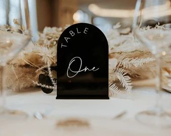 Black acrylic numbers for table - Etsy Black Arch Table Number, Wedding Table Numbers Arch, Black Wedding Table Numbers, Black And Gold Table Numbers, Black Acrylic Table Numbers, Black Table Numbers Wedding, Arched Table Numbers, Black And White Table Numbers, Black Table Numbers