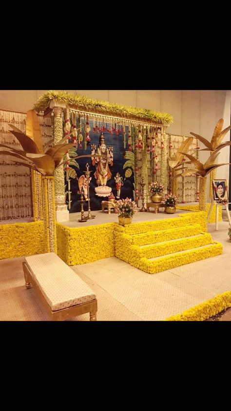 Sashtiapthapoorthi Decoration, Bhajan Sandhya Decoration, Garden Party Backdrop, Wedding Garden Decoration, Puja Decor, Ganpati Decor, Pooja Decor, Decorations On A Budget, Wedding Hall Decorations