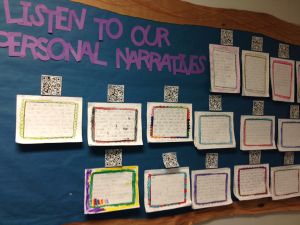 students record stories Technology Bulletin Board, Writing Bulletin Boards, Elementary Classroom Themes, Ed Tech, Personal Narrative Writing, Science Classroom Decorations, Classroom Goals, 3rd Grade Writing, Classroom Hacks