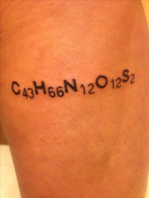 The chemical formula for the hormone oxytocin.....the bonding hormone aka the love hormone! Hormone Tattoo, Chemical Formula Tattoo, Equation Tattoo, Oxytocin Tattoo, Formula Tattoo, Formula For Love, Chemical Tattoo, Love Hormone, Pinterest Tattoo Ideas