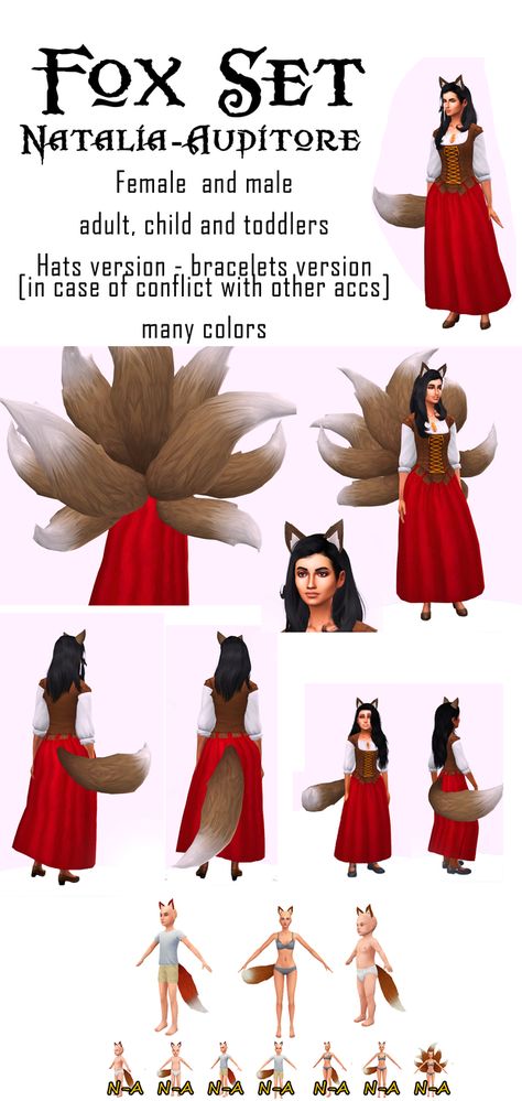 Fox set | Natalia-Auditore on Patreon Sims 4 Animal Tail Cc, Sims 4 Cc Therian, Sims 4 Cc Fox Ears And Tail, Sims 4 Werewolf Cc Tail, Sims 4 Wolf Tail, Fox Ears Sims 4 Cc, Sims 4 Cc Pointed Ears, Sims 4 Cc Animal Ears And Tail, Sims 4 Cc Ears And Tail