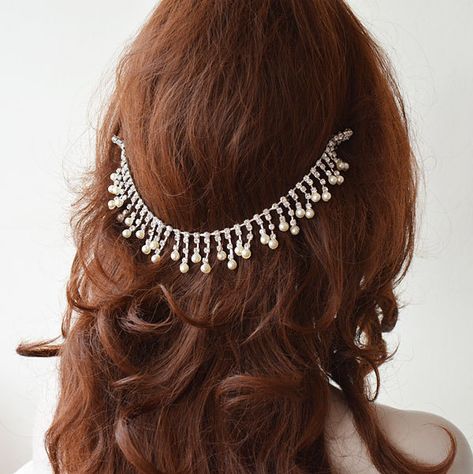 Excited to share the latest addition to my #etsy shop: Rhinestone and Pearl Bridal Hair Chain, Wedding Hair Piece Crystal, Wedding Halo Hair Piece Pearls, Head Chain Wedding Hair Accessories #weddings #accessories #bridalhairchain #weddinghairchain #bridalhalo #weddingheadchain #bohobridalheadband #headpieceforbride #rhinestonehalo https://etsy.me/2lg5qb9 Head Chain Wedding, Hair Chain Wedding, Pearl Headpiece Wedding, Bridal Hair Chain, Pearl Bridal Hair, Bride Hair Piece, Flower Hair Accessories Wedding, Hair Chain, Wedding Halo