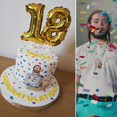 Post Malone Birthday Cake, Post Malone Birthday Party, Post Malone Cake, Post Malone Congratulations, Congratulations Cake, Grad Cake, Wholesome Pictures, Confetti Cake, Coping Mechanism