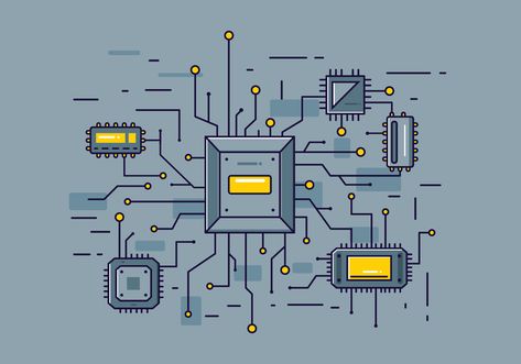 Microchip Design, Circuit Art, Electronics Illustration, Electronic Tattoo, Technology Design Graphic, Micro Chip, Circuit Board Design, Technology Posters, Flat Design Icons